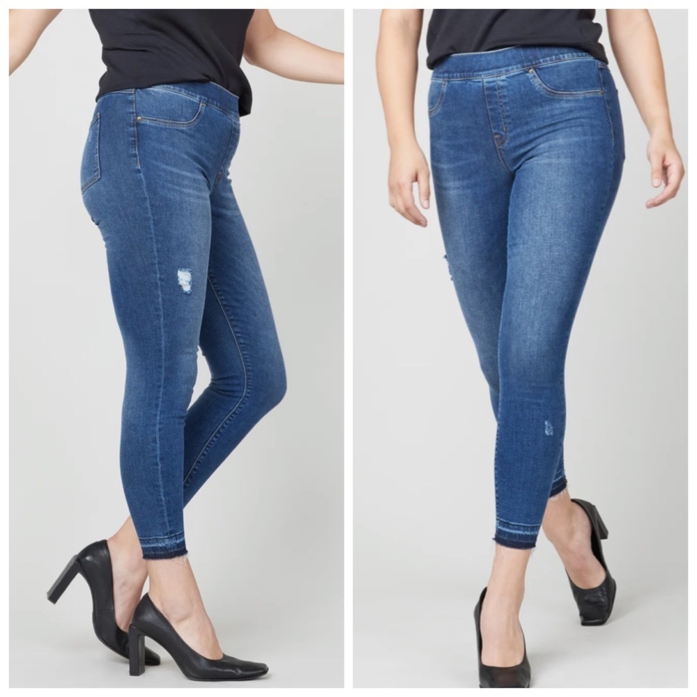 NWT Spanx Distressed Ankle Skinny Denim Legging Medium blue Wash